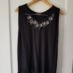 Vera Wang black sequin sleeveless blouse